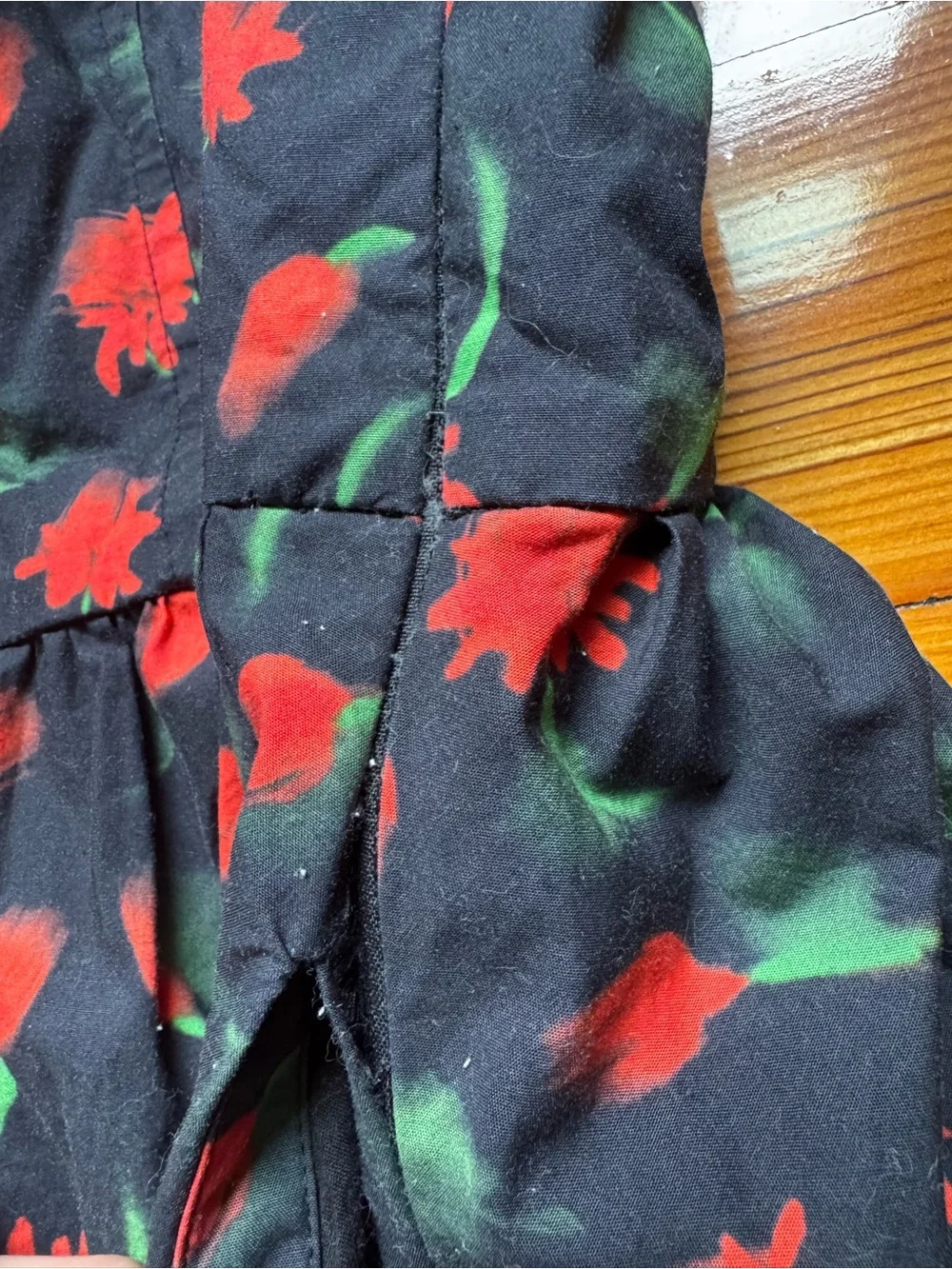 J. Crew Black Mini Dress with Red Floral Motif - Picture 6 of 8